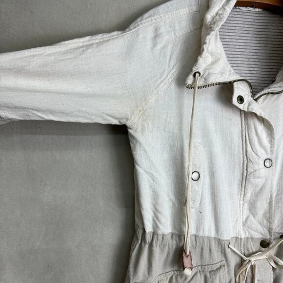 Color Block Jacket BLU PEPPER Linen Full zip Small Womens - Picture 4 of 5